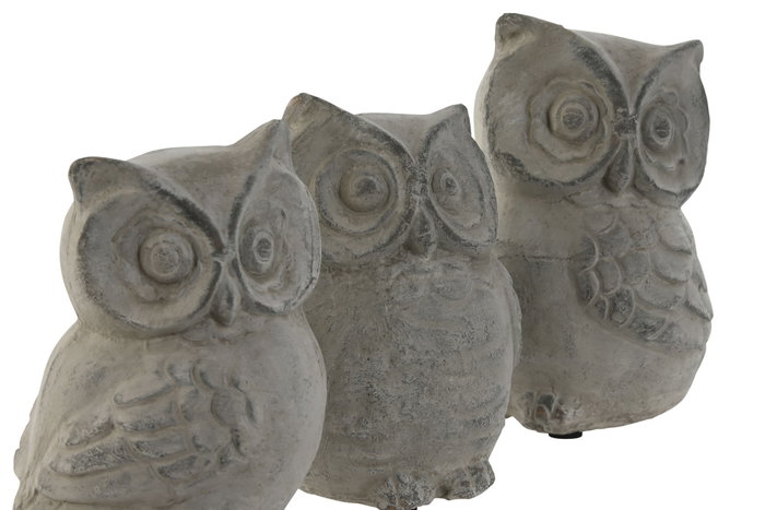 DKD Home Decor Figura de Búho Desgastado de Cemento, Surtido de 3 Unidades