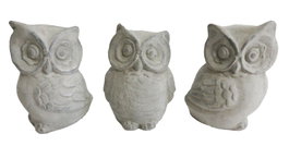 DKD Home Decor Figura de Búho Desgastado de Cemento, Surtido de 3 Unidades