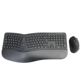 Conceptronic ORAZIO02DE Teclado y Ratón Inalámbricos Ergonómicos QWERTZ Curvo Negro con Diseño Alemán para Oficina