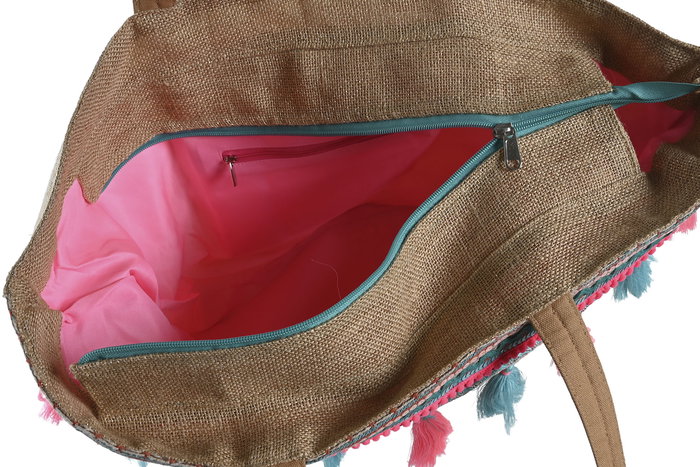 DKD Home Decor Bolso Mediterraneo Natural Multicolor 19 x 63 x 58 cm (2 Unidades) Yute Algodon Polyester DKD Home Decor Bolso Mediterraneo Natural Multicolor 19 x 63 x 58 cm (2 Unidades) Yute Algodon Polyester