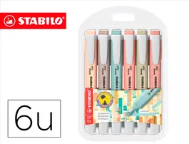 Stabilo Rotulador Fluorescente Swing Cool Nature Colors, Estuche de 6 Unidades, Colores Surtidos