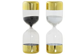 DKD Home Decor Reloj de Arena de Cristal 15 Minutos Pack de 2