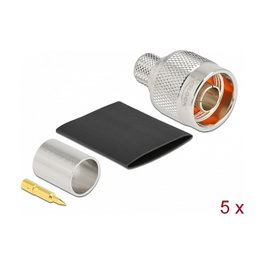 DeLOCK Conector N macho para engarzar LMR 400 con tubo termorretráctil - 5 unidades