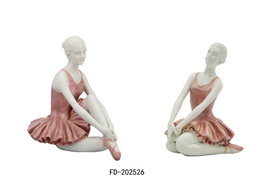 DKD Home Decor Figura de Bailarina en Resina, Pack de 2