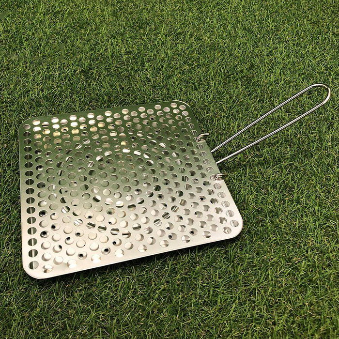 Quttin Tostador de Pan de Acero Inoxidable con Mango Plegable 20 cm x 20 cm x 1.2 cm (12 Unidades)