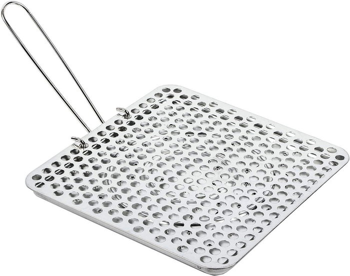 Quttin Tostador de Pan de Acero Inoxidable con Mango Plegable 20 cm x 20 cm x 1.2 cm (12 Unidades)