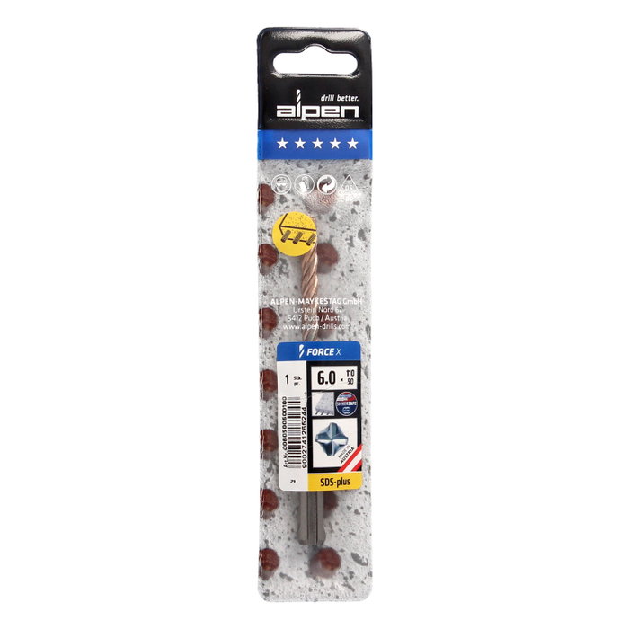 ALPEN Broca SDS Plus FORCE X 12,0 x 310 mm para Hormigón Armado