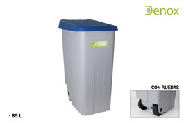 Denox Cubo Basura Reciclaje 85L Cerrado Azul 41 cm Ancho x 76 cm Alto x 58 cm Largo (2 Unidades)
