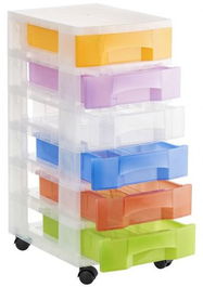 Torre De Almacenaje Con Ruedas 6 Cajones Traslucidos Surtidos