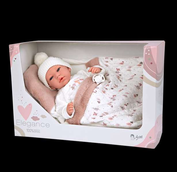 Muñecas Arias Muñeco Elegance Andie con Saquito (Muñeco de Peso) 40 cm Cuerpo Blando, Edad Mínima Recomendada 3 Años Muñecas Arias Muñeco Elegance Andie con Saquito (Muñeco de Peso) 40 cm Cuerpo Blando, Edad Mínima Recomendada 3 Años