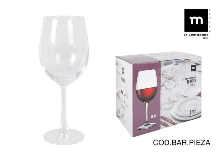 La Mediterranea Copa de Vino Tempo 46 cl (24 Unidades) de Vidrio La Mediterranea Copa de Vino Tempo 46 cl (24 Unidades) de Vidrio