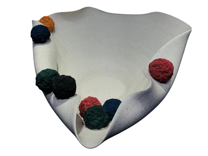 DKD Home Decor Centro de Mesa Cerámica Pompones Blanco