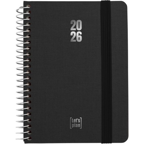 Agenda Anual (2026) Grafoplas Fancy Espiral Tapa Extradura Con Goma A6 170X145 D/P Negro Agenda Anual (2026) Grafoplas Fancy Espiral Tapa Extradura Con Goma A6 170X145 D/P Negro