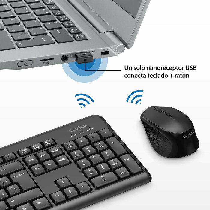 Coolbox Combo Teclado y Ratón Inalámbrico KTR-03W Negro Coolbox Combo Teclado y Ratón Inalámbrico KTR-03W Negro
