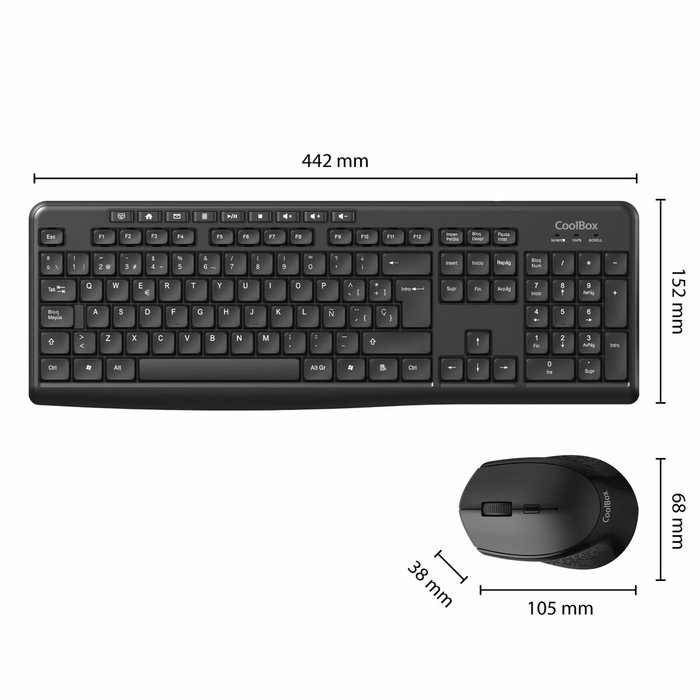 Coolbox Combo Teclado y Ratón Inalámbrico KTR-03W Negro Coolbox Combo Teclado y Ratón Inalámbrico KTR-03W Negro