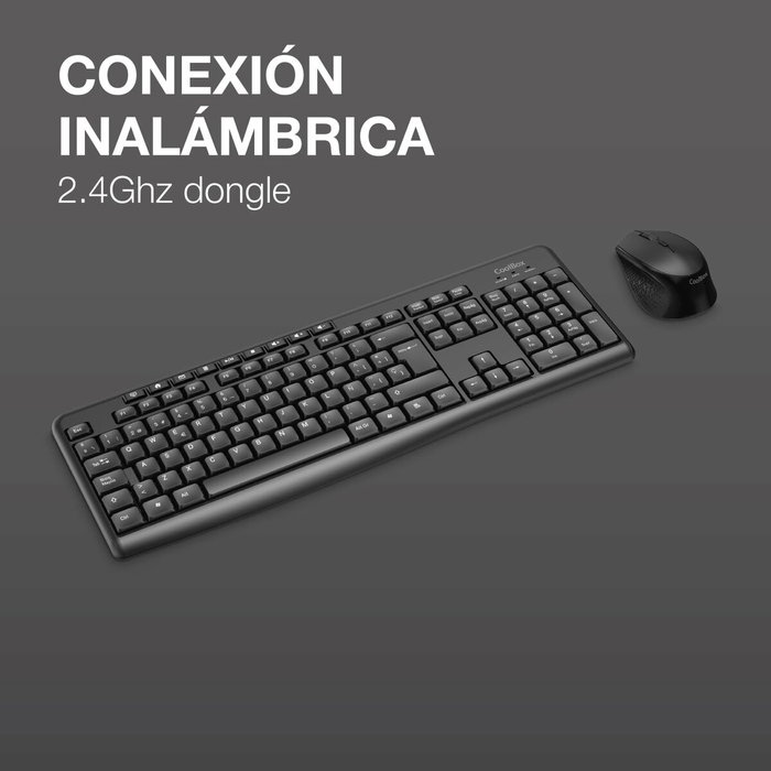 Coolbox Combo Teclado y Ratón Inalámbrico KTR-03W Negro Coolbox Combo Teclado y Ratón Inalámbrico KTR-03W Negro
