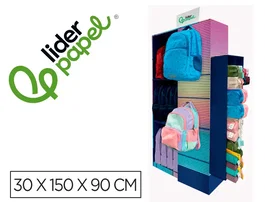 Liderpapel Expositor de Suelo para Mochilas y Estuches Portatodo con 77 Unidades Surtidas 30x150x90 cm