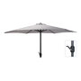 Parasol Jardín Gris Claro Ø300x248 cm, Tejido UPF+30 180g/m², Apertura por Manivela, Mástil Aluminio Ø48 mm Antracita, Base no Incluida