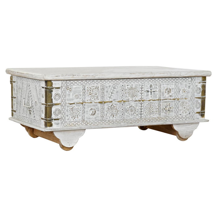 DKD Home Decor Mesa Centro Estilo Indio Blanco Dorado 115 x 60 x 45 cm DKD Home Decor Mesa Centro Estilo Indio Blanco Dorado 115 x 60 x 45 cm