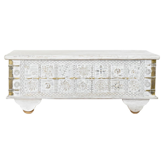 DKD Home Decor Mesa Centro Estilo Indio Blanco Dorado 115 x 60 x 45 cm DKD Home Decor Mesa Centro Estilo Indio Blanco Dorado 115 x 60 x 45 cm