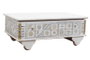 DKD Home Decor Mesa de Centro de Mango y Metal 115x60x45 Decapé Blanco y Dorado