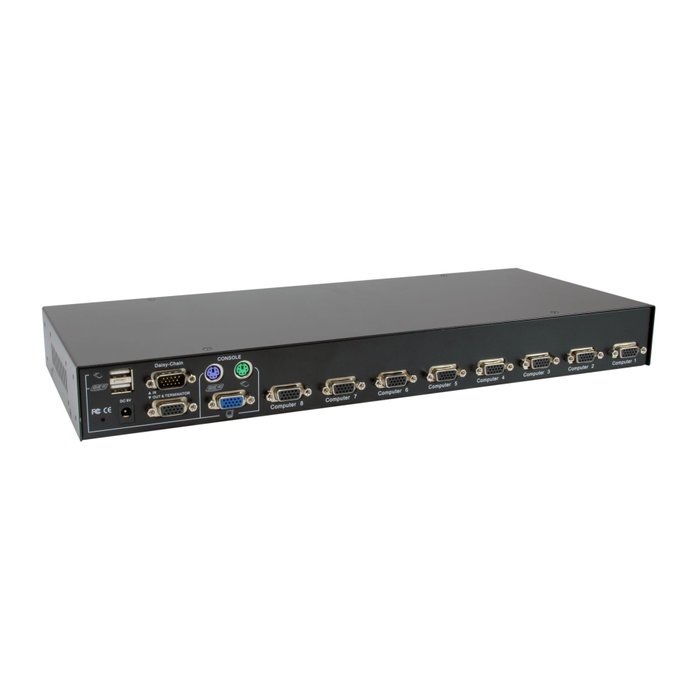 Level One KVM-3208 Switch KVM de 8 puertos VGA, USB y PS/2, Rack 1U