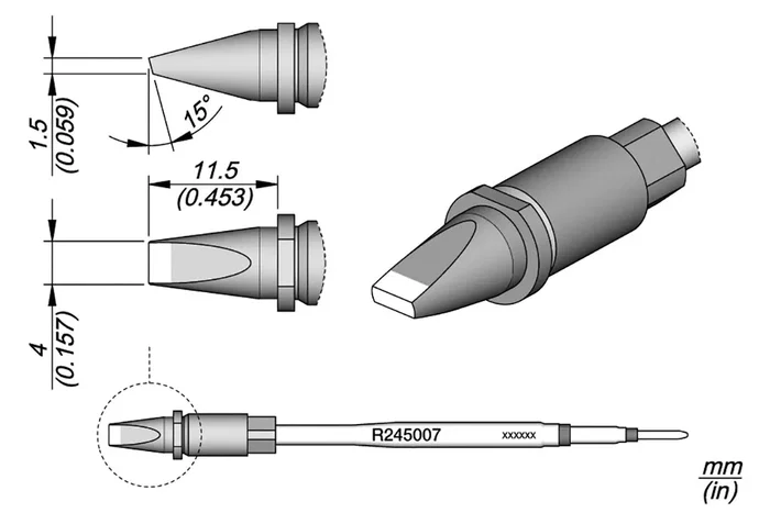 JBC TOOLS Pico de destornillador cortado 4x1,5mm truncado a ángulo 15° JBC TOOLS Pico de destornillador cortado 4x1,5mm truncado a ángulo 15°