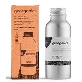 GEORGANICS Enjuague Bucal con Carbón Activado y Aceite de Menta - Blanqueador Natural para Dientes, 100ml