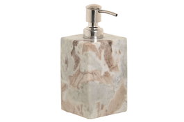 DKD Home Decor Dosificador Mármol Marrón Blanco 7.5 x 7.5 x 18 cm