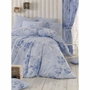 AUCUNE Juego de cama azul de 100% algodón reforzado con funda nórdica y 2 fundas de almohada