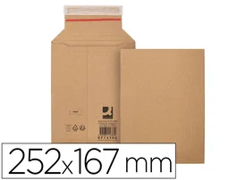 Q-connect Sobre de cartón Kraft reciclado para envíos, cierre autoadhesivo, dimensiones 252x167x72 mm