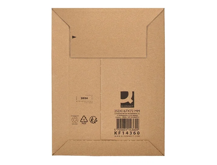 Q-connect Sobre de cartón Kraft reciclado para envíos, cierre autoadhesivo, dimensiones 252x167x72 mm Q-connect Sobre de cartón Kraft reciclado para envíos, cierre autoadhesivo, dimensiones 252x167x72 mm