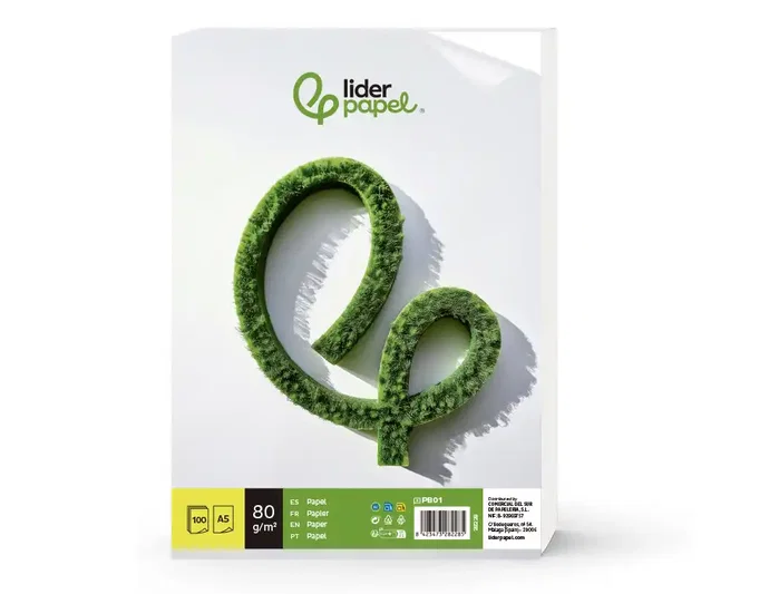 Liderpapel Papel A5 80g/m2 Liso Paquete 100 Hojas Blanco Escritura Liderpapel Papel A5 80g/m2 Liso Paquete 100 Hojas Blanco Escritura