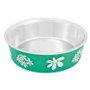 Nayeco Comedero Blossom Verde, 500 mL/14 cm, Acero Inoxidable con Estampado Floral y Base Antideslizante para Perros y Gatos