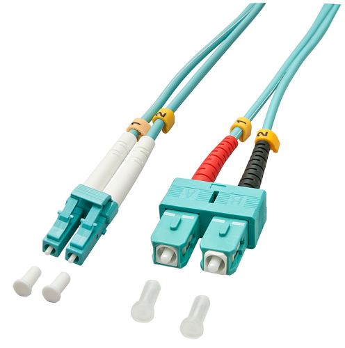Lindy Cable de fibra óptica OM3 LC/SC Duplex 2m Turquesa