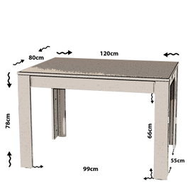 Hanah Home Single 120 Mesa de comedor, Roble, 120 cm ancho x 78 cm alto x 80 cm profundidad