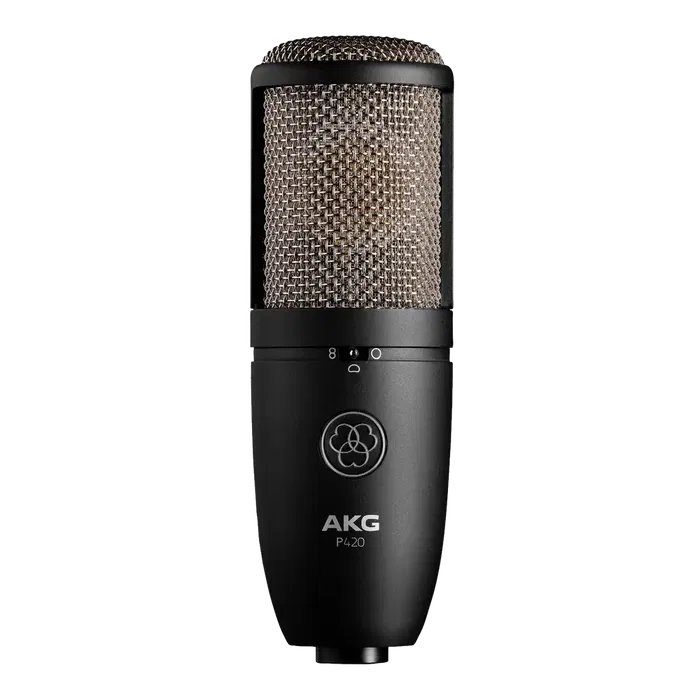AKG Micrófono Condensador P420 con Plugin PCM Native Reverb Lexicon, Diafragma 1", Patrón Polar Conmutable, Filtro Paso Alto 300Hz, Atenuador -20dB, Negro