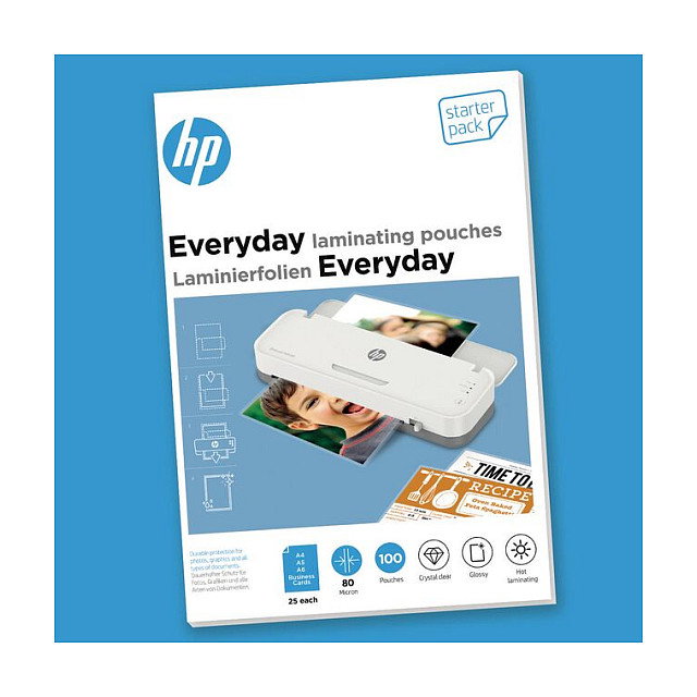 HP Kit básico de láminas de plastificación Everyday 80 micrones HP Kit básico de láminas de plastificación Everyday 80 micrones