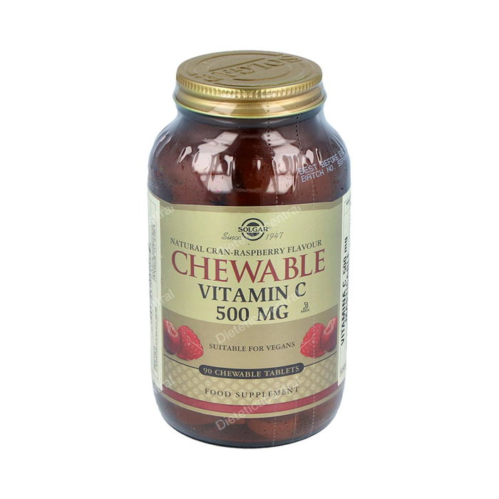 SOLGAR Vitamina C 500mg sabor frambuesa 90 comprimidos masticables SOLGAR Vitamina C 500mg sabor frambuesa 90 comprimidos masticables
