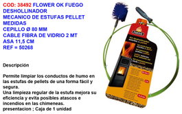 Flower OK Fuego Deshebrador Mecánico para Estufa de Pellets 200 cm x Ø80 mm
