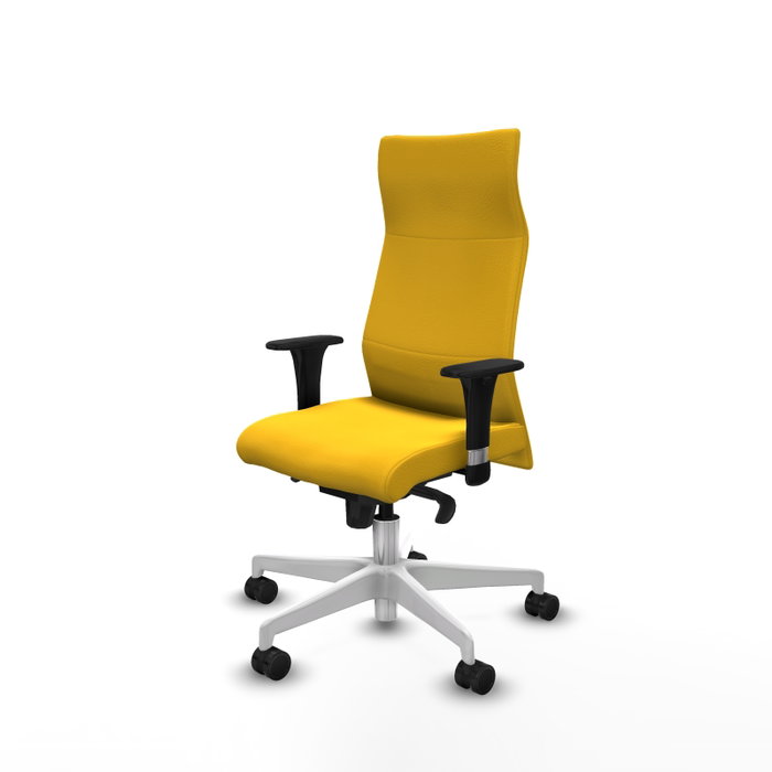 PIQUERAS Y CRESPO Sillón Albacete Amarillo con Mecanismo Sincro y Base Blanca