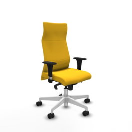 PIQUERAS Y CRESPO Sillón Albacete Amarillo con Mecanismo Sincro y Base Blanca