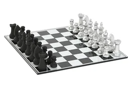 DKD Home Decor Juego de Mesa Ajedrez en Resina y Cristal 60x60x0,5 cm