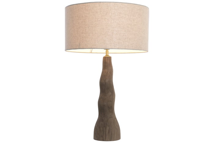 DKD Home Decor Lampara Sobremesa Balines Marron Beige 45 x 71 x 45 cm Lino 1 Bombilla E27 50W