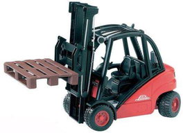 BRUDER Carretilla Elevadora Linde H30D Juguete 02511 con 2 Palets Ajustables, Vehículo de Juguete Realista para Niños +3 Años