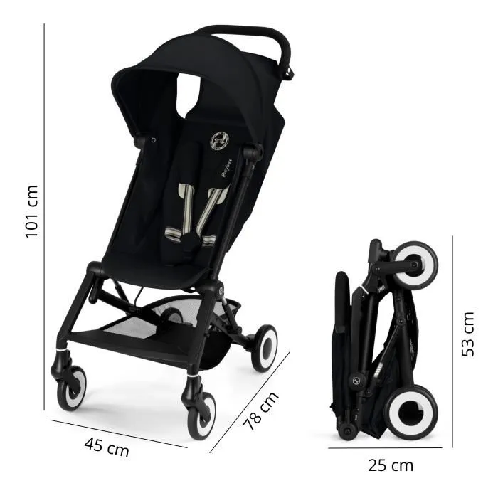 Cybex Gold Cochecito ultracompacto Agis CYB4063846530939 - 6.3 kg ligero, compatible con avión, 6 meses - 4 años, Negro mágico