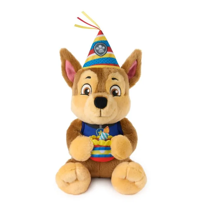 Spin Master SPI6076362 Peluche Paw Patrol Chase 25 cm para Cumpleaños de la serie, Adorable, Licencia Gund