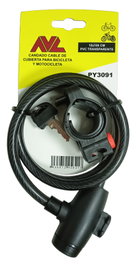 AVL Candado de Cable para Bicicleta y Motocicleta 10x100 cm