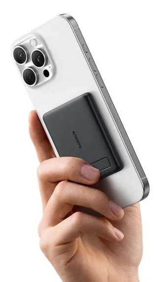 Baseus AM31 QI2 Banco de Energía Magnético Ultra Mini con Soporte 20W 5000mAh Negro Cósmico + Cable Trenzado USB-C a USB-C 30cm Negro