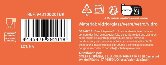 Arcoglass Set de 6 Vasos Eivissa Drop 200cc